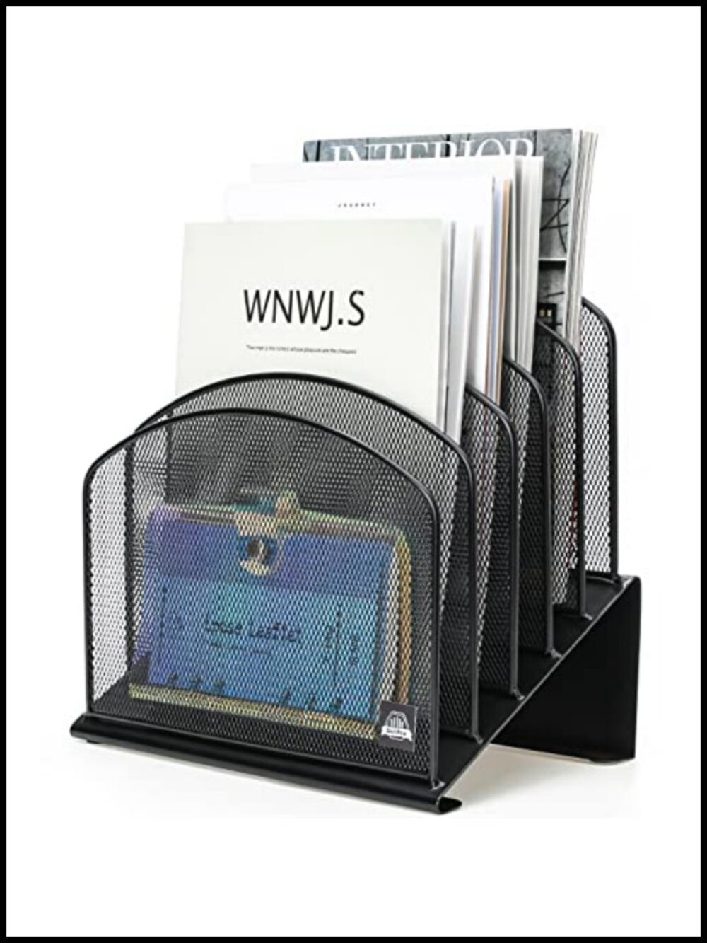 5-Section Inclined File Organizer Metal Desk Vertical File Holder